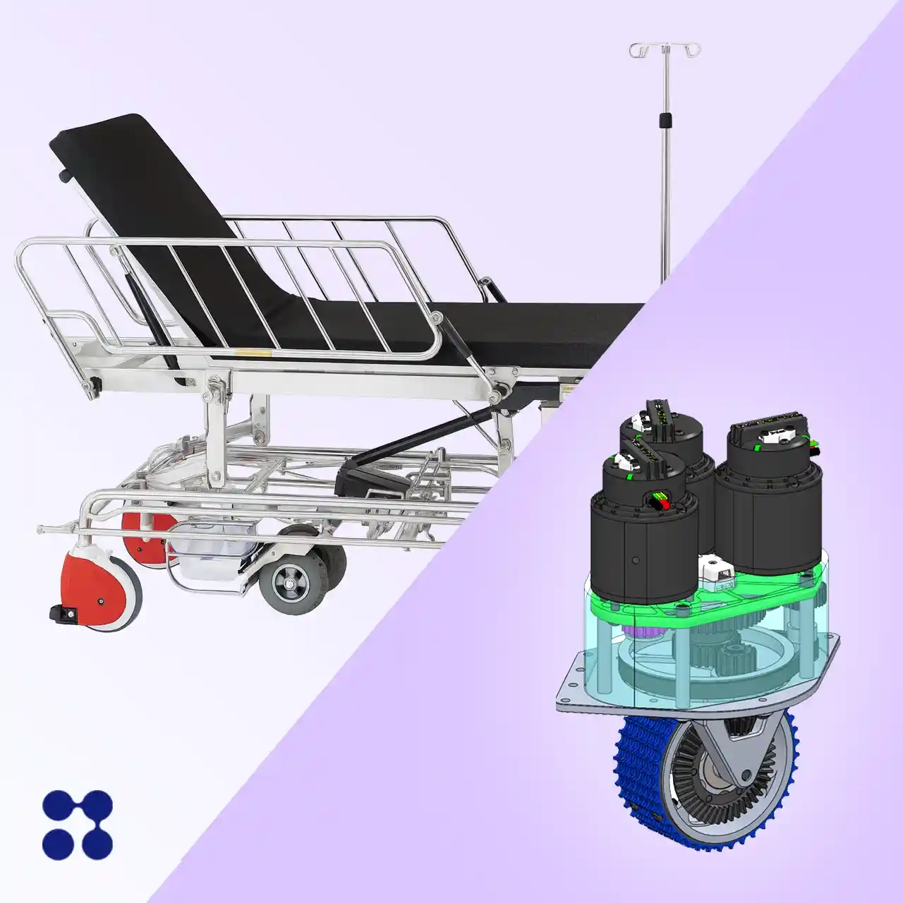 بررسی طراحی چرخ بیمارستانی در تخت‌های بیمارستانی موتوری